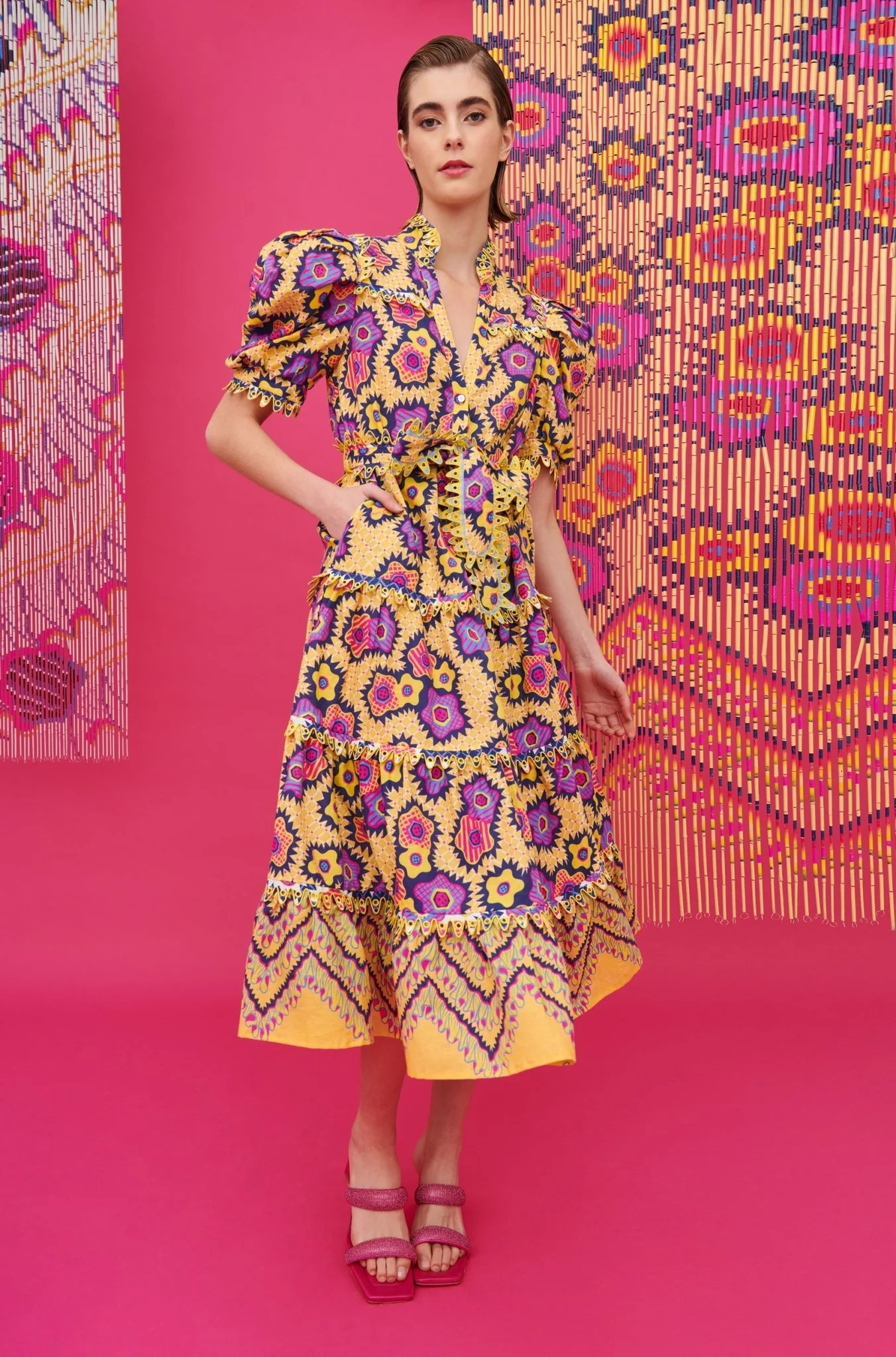 LOTTIE DRESS BUTTON FLOWER NET - Image 4